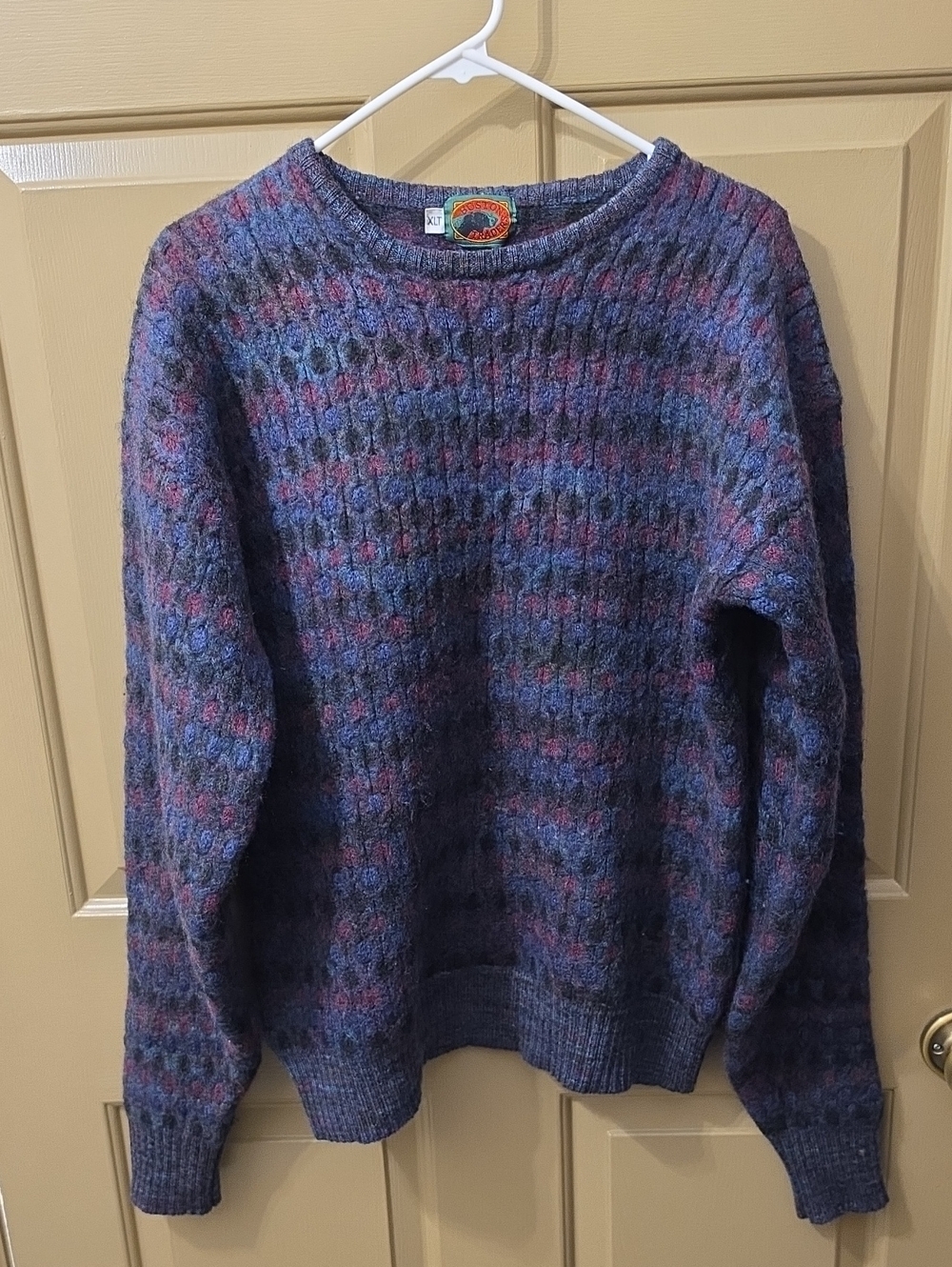 Vintage 90s Boston Traders Sweater Jewel Tone Chunky Knit Coogi Style Pullover –